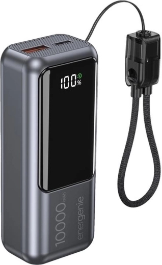 Powerbankas su LCD ekranu 10 000 mAh QC 3.0 20 W pilkas