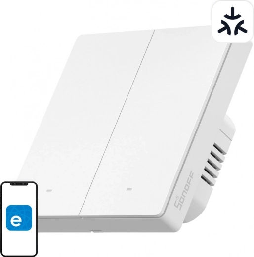 Sonoff M5 Matter smart wall switch, 2-channel, 86 mm, white