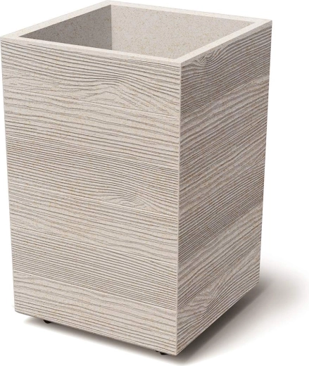 Plastic Planter Madera Square Eco Wood 38.5 × 38.5 × 37 cm – white eco wood decor
