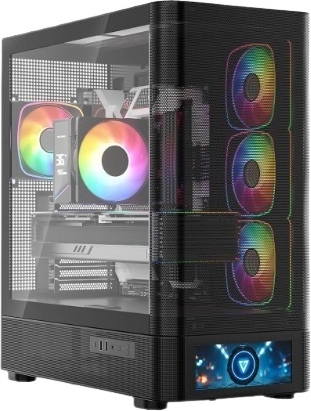 MODECOM Volcano AQ500 ARGB Midi PC Case with LCD, Black