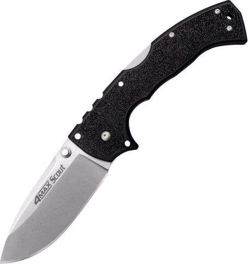Cold Steel 4 Max Scout masyvus kišeninis peilis, stonewash geležtė, juoda Griv-Ex rankena