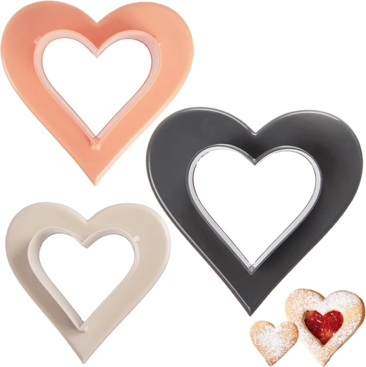 Double-sided heart cookie cutters, set of 3