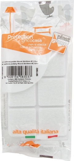 Felt self-adhesive furniture pads 30 × 30 mm, white (12 pcs)