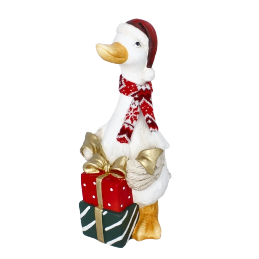 Christmas decorative goose figurine with gifts
