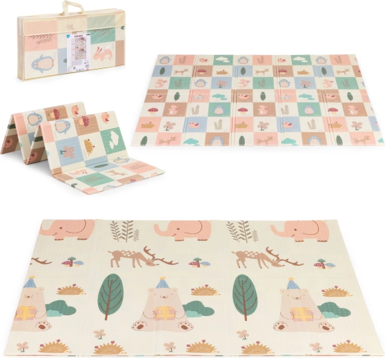 Double-sided educational foam play mat 200 × 150 cm, foldable with IPLAY bag