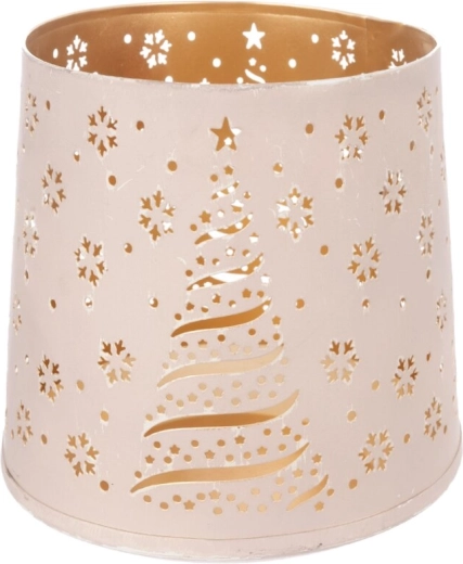 Metalinė kalėdinė žvakidė Tree balta/auksinė 18 cm