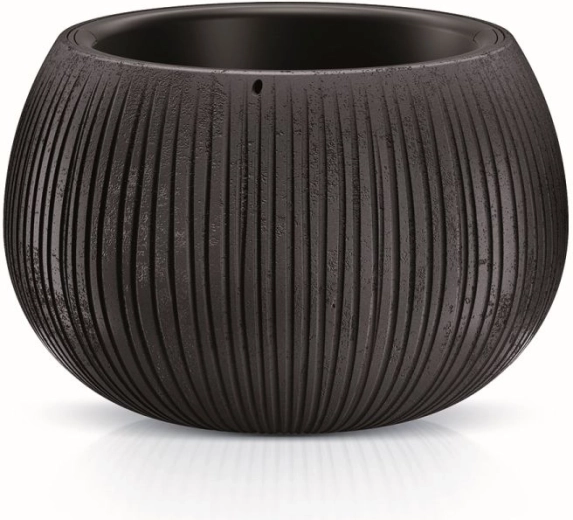 Concrete-look Planter Bowl with Inner Liner 37 cm – Black