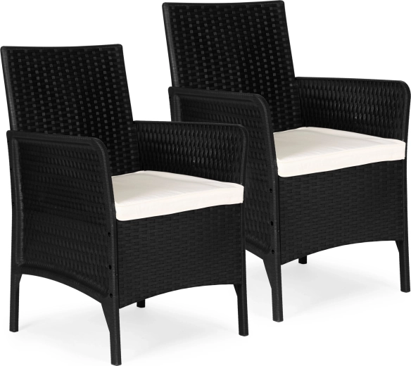 2 sodo fotelių su pagalvėlėmis komplektas, juodas – MultiGarden