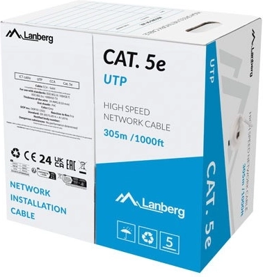 Lanberg Network Cable UTP Cat.5E 305m Gray Fluke Passed Test