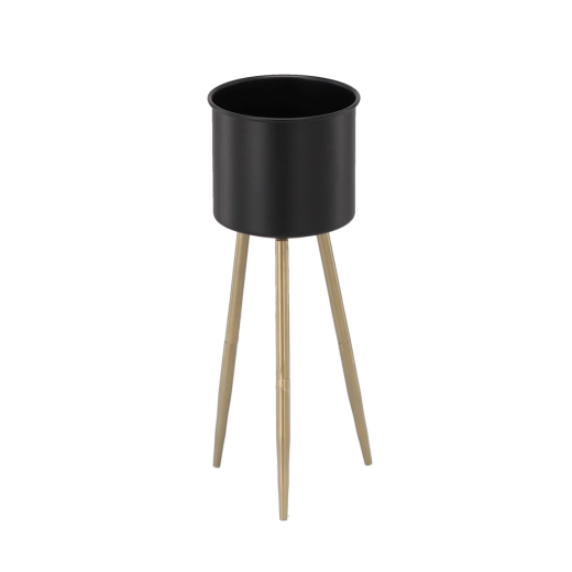 Elegant metal plant stand 18 × 18 × 50 cm, black with gold legs