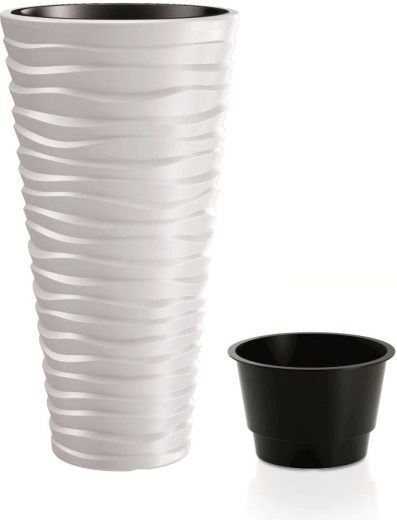 Prosperplast Sand Slim White Planter 75 cm with Insert