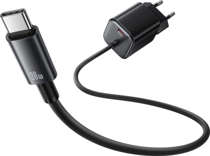 Integruotas USB‑C kabelis + USB‑C prievadas