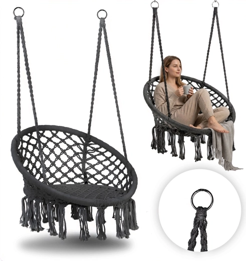 Boho pakabinama kėdė sodui, pilka, MultiGarden