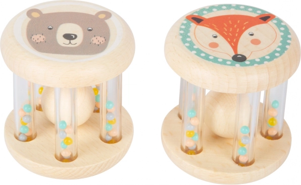Small foot pastel wooden rattle with beads – set of 2
