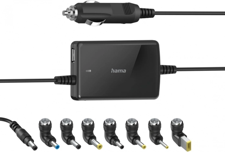 Universal car adapter for laptop 15–19 V, 70 W with USB