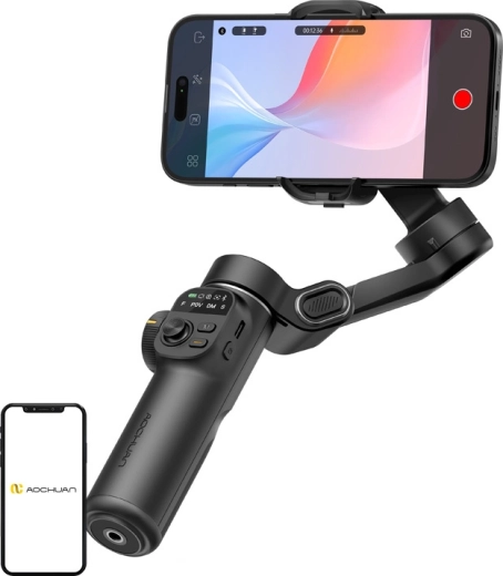 AOCHUAN Smart X2 standartinis stabilizatorius išmaniajam telefonui, juodas