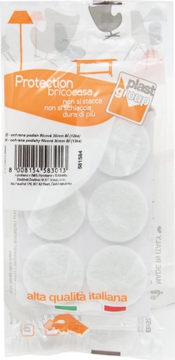 Savaime prisiklijuojančios veltinio pagalvėlės baldams 30 mm baltos (12 vnt.)