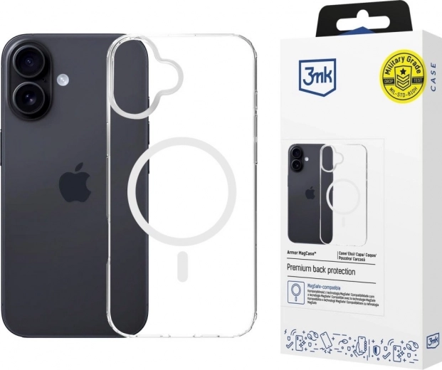 Transparent magnetic Armor MagCase for iPhone 16 with MagSafe