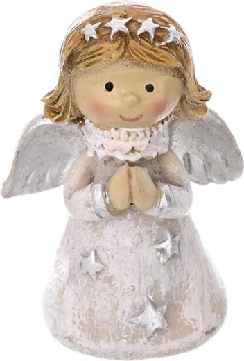 Praying polyresin angel in grey