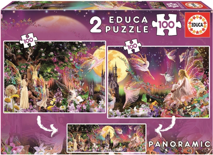 Panoraminė dėlionė „Pasakų fėjos“ 2x100 detalių