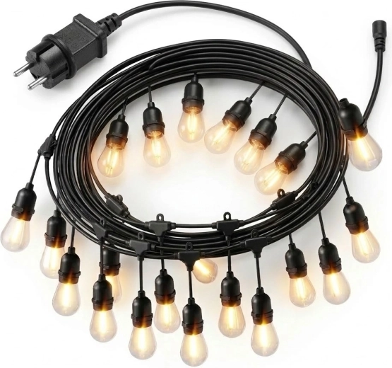 Sodo švieselių girlianda 20 m, 20× LED lemputės, šilta balta 2700 K, IP44, 9 W