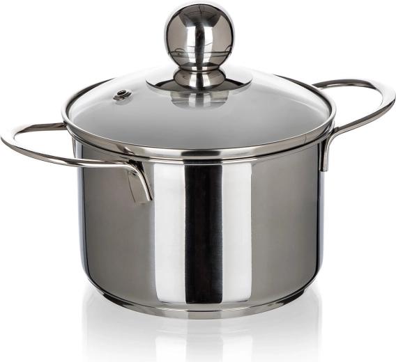 Stainless steel pot with glass lid 0.85 l, 12 cm PICCOLO