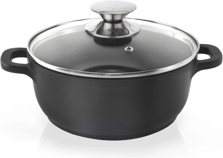 Granite pot with glass lid GRANDE 20 cm, 2.3 l