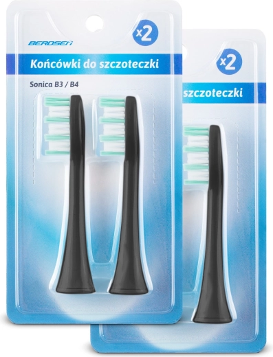 Keičiamos galvutės soniniam dantų šepetėliui Berdsen B3, 4 vnt.