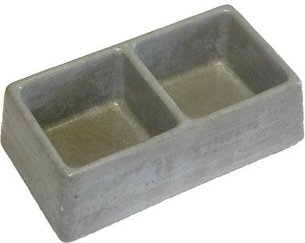 Dviguba betoninė dubenėlių lėkštė graužikams 245 × 135 × 75 mm