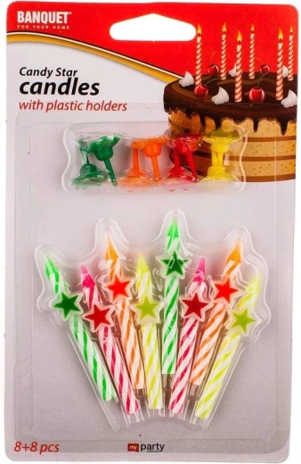 Star-shaped candles, set of 8 + 8 pcs