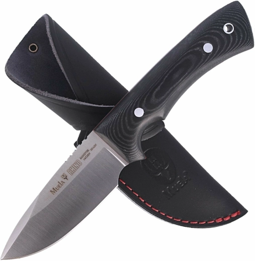 Muela Rhino 9M universal knife 9 cm, black, Micarta, leather sheath