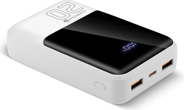 Išorinė baterija 20 000 mAh su greituoju įkrovimu 22,5 W, 2× USB-A ir USB-C su LCD ekranu