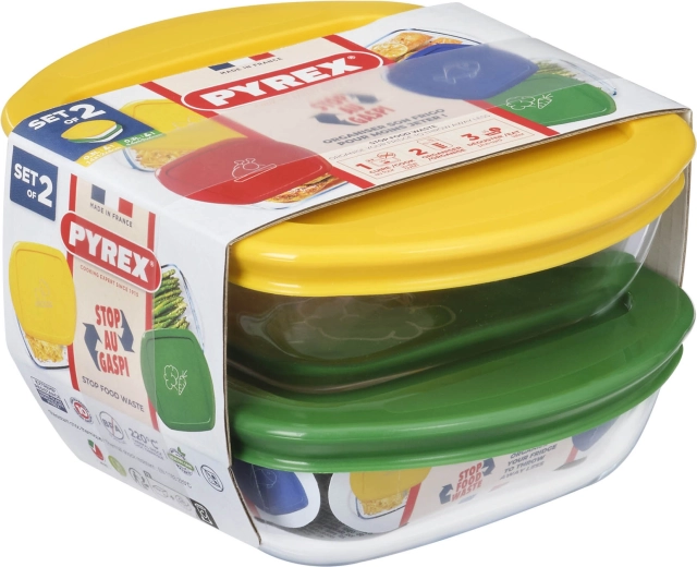 Set of Square PYREX Containers 2 pcs 0.3 l glass