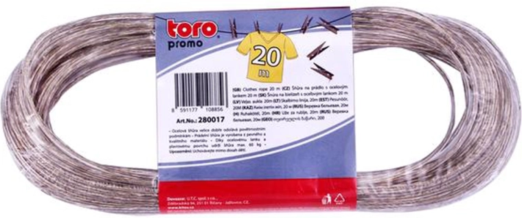 Skalbinių virvė Toro su plieniniu troseliu 20 m