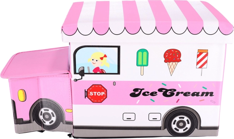 Toy storage container with pouffe - Ice cream truck