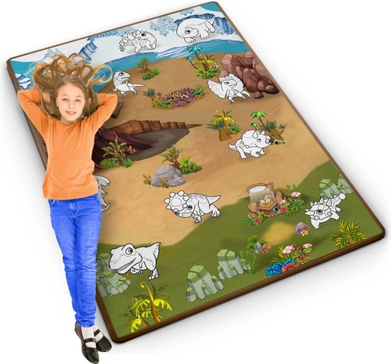 Suvyniojamas putų spalvinimo kilimėlis RICOKIDS 120 × 92 cm su flomasteriais