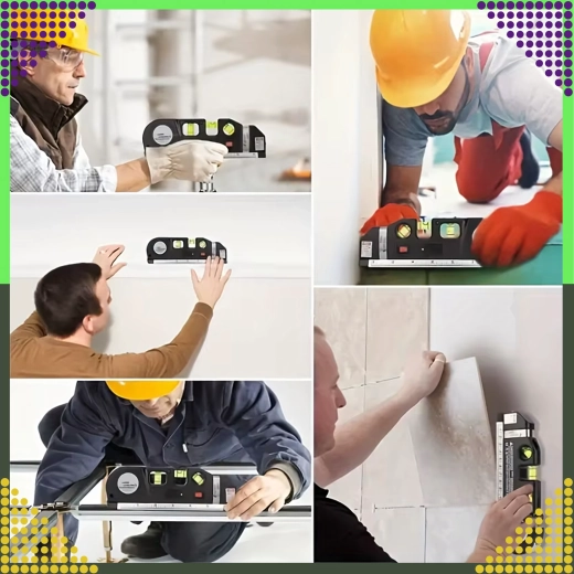 3 libelės horizontui, vertikalei ir 45°