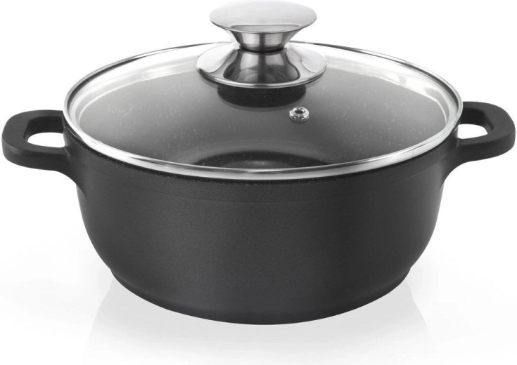 Granite pot with glass lid GRANDE 24 cm, 4 l
