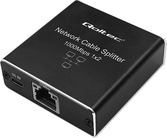Mini network splitter/switch RJ45 1×2, 1 Gbps, USB‑C, aluminum design