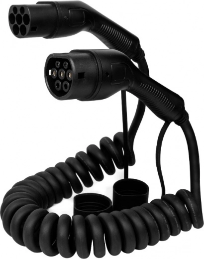 Spiralinis įkrovimo kabelis elektromobiliams Type 2 – 5 m