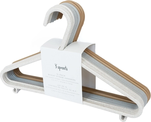 3 Sprouts kids’ hangers made from wheat straw 15 pcs cream/gray/brown