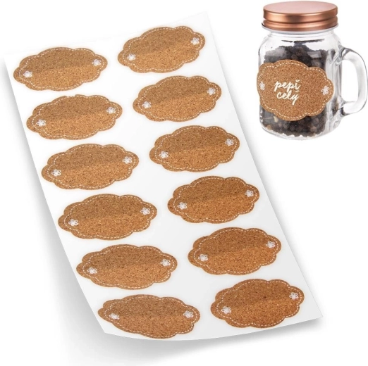 Self-adhesive cork labels for jars, 12 pcs