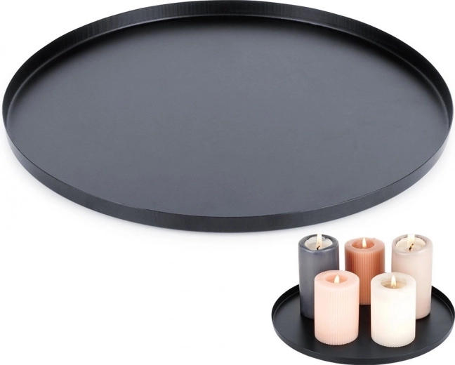 Juodas metalinis padėkliukas po žvakėmis ir dekoracijoms 30 cm