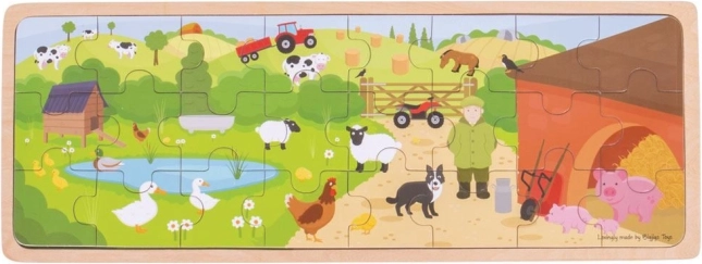 Medinės dėlionės „Fermoje“ nuo Bigjigs Toys