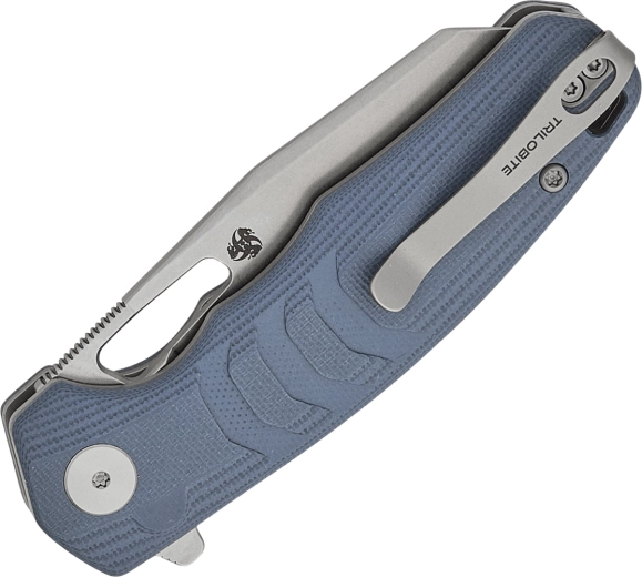 Ergonomiška mėlyna G10 rankena ir gilus klipsas