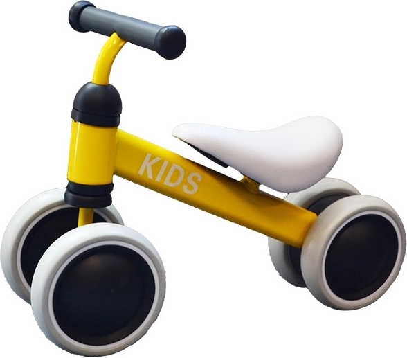 Kids balance bike KIDS – metal, 4 wheels, yellow