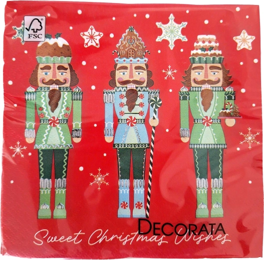 Kalėdinės popierinės servetėlės, 3 sluoksnių, 33 × 33 cm