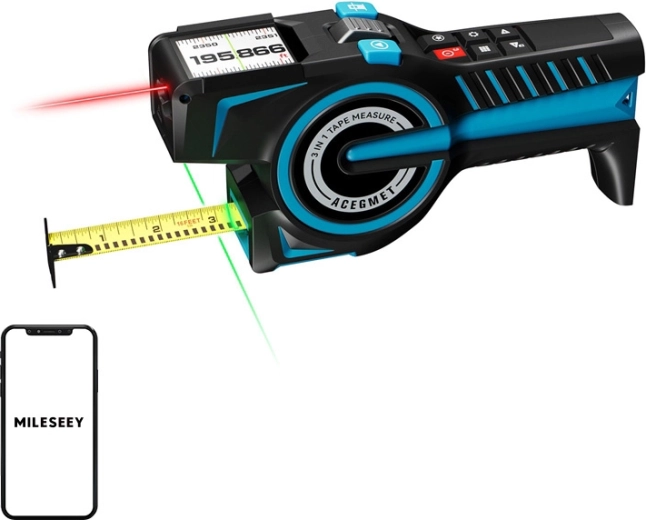Lazerinis atstumo matuoklis Mileseey DTX 10 su matavimo juosta ir Bluetooth (100 m)