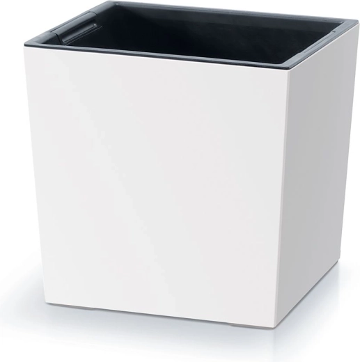 Vazonas Urbi Square Low su įdėklu 30 cm – baltas
