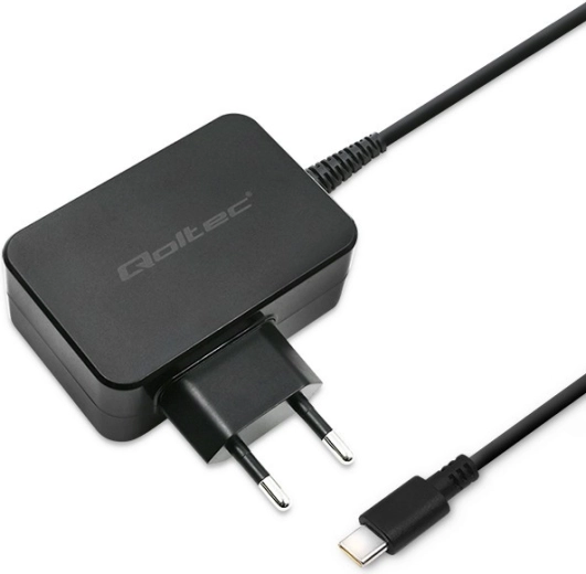 QOLTEC USB‑C wall charger 65 W with Power Delivery and Quick Charge, black